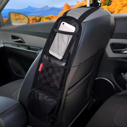 Picture of Car Seat Side Organizer, Auto Seat Storage Hanging Bag, Phones, Drink, Stuff Holder with Mesh Pocket for Cars, SUV & Truck