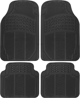 Picture of BDK Floor Mats, 4-Piece All-Weather Car Mat with Universal Fit Design, Durable Rubber Car Floor Mats with Capture Ridges, Waterproof for Cars Trucks SUV (Black)