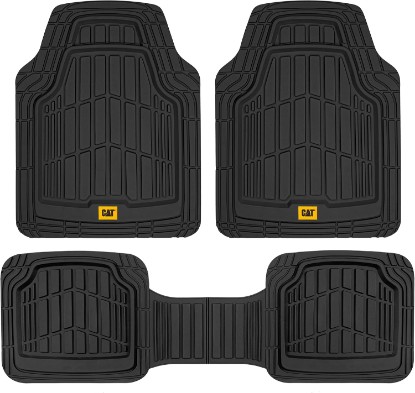 Picture of CAT ToughRide™ Heavy-Duty 3 Piece Rubber All Season Floor Mats for Car Truck Van SUV, Black - Premium Trim to Fit Cars Floor Mat, All Weather Deep Dish Automotive Floor Mats, Total Dirt Protection