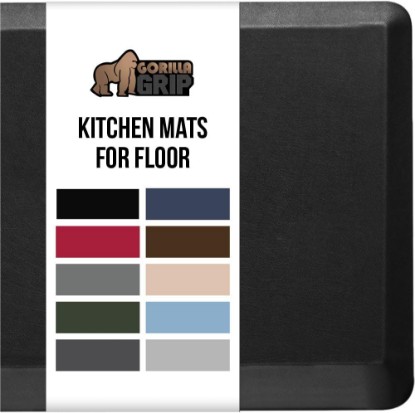 صورة GORILLA GRIP Cushioned Antifatigue Kitchen Mat for Floor, 32x20, Black | 3/4 Inch Thick Ergonomic Office Standing Desk Mats, Waterproof and Stain Resistant Pebbled Top, Supportive Padded Foam Rug