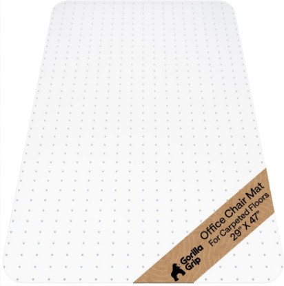 صورة GORILLA GRIP Office Chair Mat for Carpet Floors, Heavy Duty, 29x47 Clear | Easy Glide Slip Resistant Mats Under Desk, Carpeted Floor Protector for Work and Gaming Rolling Chairs, Computer Accessories