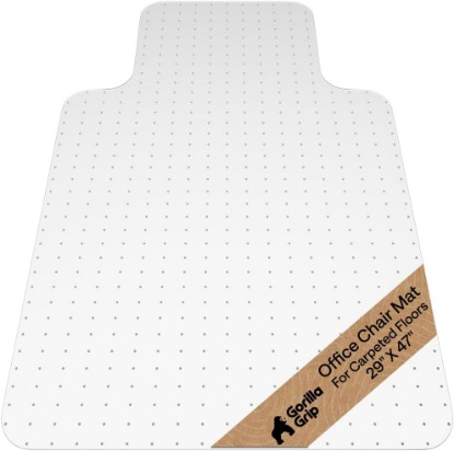 صورة GORILLA GRIP Office Chair Mat for Carpet Floors, Heavy Duty 29x47 Clear Lip | Easy Glide Slip Resistant Mats Under Desk, Carpeted Floor Protector for Work and Gaming Rolling Chairs, Computer Accessories
