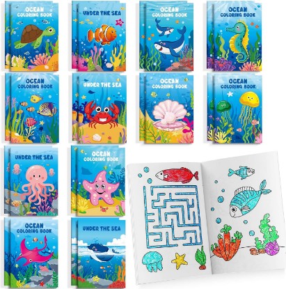 صورة BenLouis 24 Pcs Under the Sea Mini Coloring Books for Kids Party Favors | Ocean Party Favors for Kids Ages 4-12, Small Activity Book Bulk, Mermaid Goodie Bags, Fish Birthday Gifts, Classroom Travel