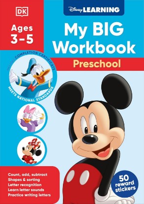 صورة Disney Learning Big Workbook Preschool: Math & English Workbook for Kids Aged 3-5, Curriculum-Based