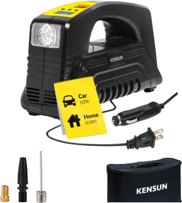 Picture of Kensun AC/DC Digital Tire Inflator for Car 12V DC and Home 110V AC Rapid Performance Portable Air Compressor Pump for Car, Bicycle, Motorcycle, Basketball and Others