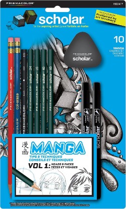 Picture of Prismacolor Scholar Manga Drawing Set, Adult Coloring, 10-Piece Kit