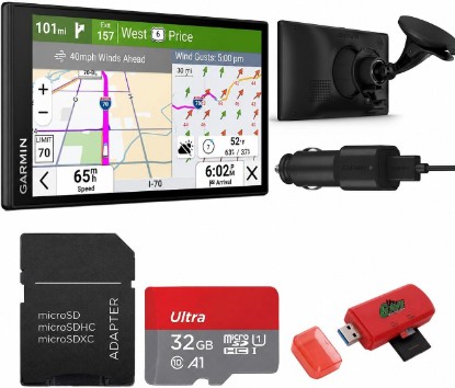 Picture of Garmin dēzl OTR620 6" Truck GPS Navigator Bundle | For Commercial Truck Navigation | Touchscreen Display | Commercial GPS Navigation | Includes 32GB Memory Card + Cleaning Kit