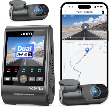 Picture of VIOFO A229 Plus 3 Channel Dash Cam, Dual STARVIS 2 Sensors, 3-Channel HDR, 1440P+1440P+1080P Front Inside and Rear Car Camera, 5GHz Wi-Fi, Voice Control, Ultra-Precise GPS, 24 Hours Parking Mode