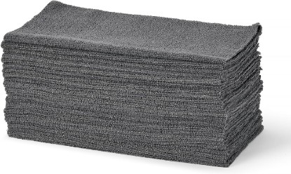 صورة Amazon Basics Microfiber Cleaning Cloths, Ultra Absorbent, Lint Free, Streak Free, Non-Abrasive, Reusable and Washable, 12" x 12", Grey, 24 Pack