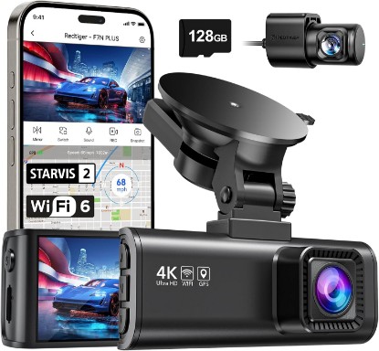Picture of REDTIGER F7NP 4K Dash Cam Front Rear, STARVIS 2 Sensor, Free Card Included | 5.8GHz WiFi-20MB/s Download, WDR Night Vision, Wide Angle, G-sensor Incident Detection, 24H Parking Mode(Hardwire kit needed)