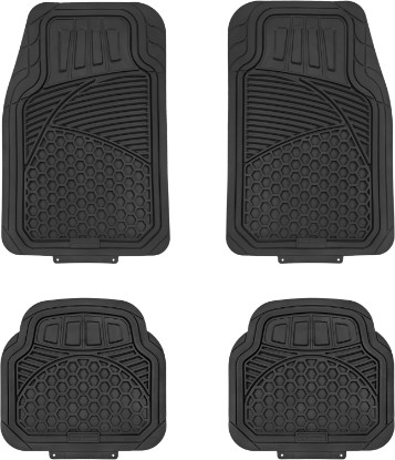 Picture of Amazon Basics Heavy Duty Thick PVC Car Floor Mats, Anti-Slip, Easy to Clean, Universal Trim-to-Fit All-Weather for Automotive SUV Sedans Trucks, 4-Piece, Solid Black