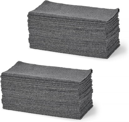 صورة Amazon Basics Microfiber Cleaning Cloths, Ultra Absorbent, Lint Free, Streak Free, Non-Abrasive, Reusable and Washable, 12" x 12", Grey, 48 Pack