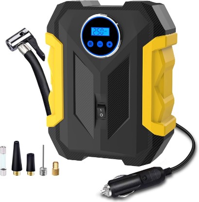 صورة Digital Air Compressor for Car Auto Pump Portable Tire Inflator with LED Light DC 12V