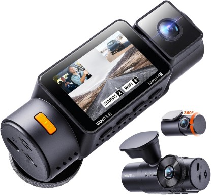Picture of VANTRUE N4S 2.7K 3 Channel Dash Cam, Triple STARVIS 2 Night Vision | 1944P+1440P+1440P Front Rear Inside Car Camera, PlatePix Tech, 24/7 Parking Mode, Wi-Fi, GPS, 2" IPS, Support 1TB (RC18) Recycled Claim Standard Blended