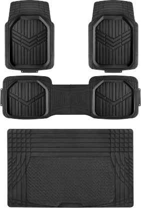 صورة Amazon Basics 4-Piece Heavy Duty Anti-Slip PVC Floor Mats with Cargo Liner, Waterproof Trim To Fit Car Mats, Easy to Clean, Black