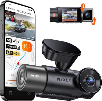 Picture of Vantrue N2X 2.7K Dash Cam Front and Inside, 5G WiFi Dual Dash Camera for Car with HDR IR Night Vision, STARVIS 2, GPS, 2.5K/60FPS, G-Sensor, 24/7 Parking Mode, Voice Control (Renewed)