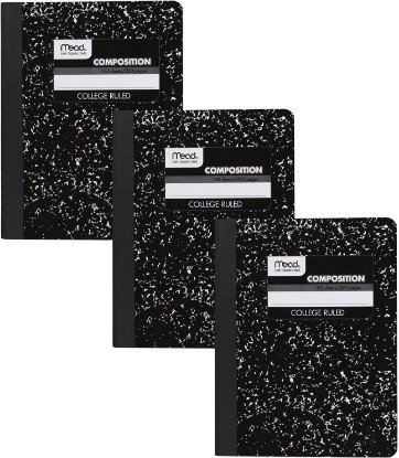 Picture of Mead Composition Notebook, 3 Pack, College Ruled Paper, 7-1/2" x 9-3/4", 100 Sheets per Comp Book, Black Marble (38111)