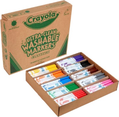 Picture of Crayola Ultra Clean Washable Markers Classpack (200ct), Teacher Must Haves | Classroom Bulk Markers for Preschool, Kindergarten & Elementary, Ages 3, 4, 5