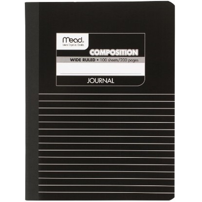 Picture of Mead Composition Notebook, Wide Ruled Paper, 9-3/4" x 7-1/2", 100 Sheets per Comp Book, Black/White (09920)