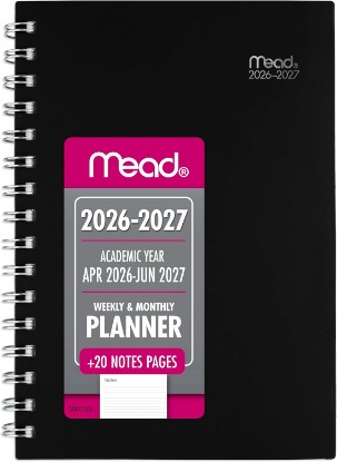Picture of Mead Planner 2026-2027 Weekly & Monthly Academic 15-Month April-June, 5.5" x 8.5", Black (CAW42005) The Forest Stewardship Council