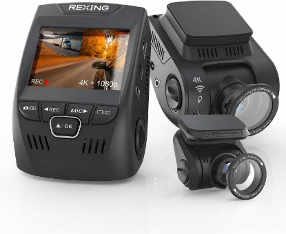 Picture of RexingUSA V1P SE 4K Dual Dash Cam w/GPS, Wi-Fi & 2pcs-CPL Filter | 512GB Support | Front 2160p, Rear 1080p | 170° Angle | G-Sensor | WDR | Loop Record | Parking Monitor