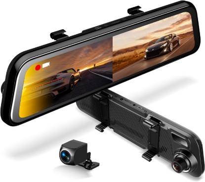 Picture of RexingUSA M2 Smart BSD ADAS Dual Mirror Dash Cam 1080p (Front+Rear) w/GPS 12” IPS Touch Screen, Stream Media, Parking Mode, Night Vision, Blind Spot Detection & Backup Camera - Car, Pickup Truck, Tax