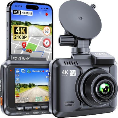 Picture of ROVE R2-4K Dash Cam, 4K UHD 2160P Car Camera, 8MP Sensor, WiFi 6 and GPS | Super Night Vision, 150° Wide Angle, 2.4in Screen, 24-Hr Parking Mode, Supports 512GB Max, Dash Camera for Cars Trucks