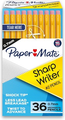 Picture of Paper Mate SharpWriter Mechanical Pencils, 0.7 mm #2 Pencil Lead, Yellow, 36 Count - Back to School Supplies