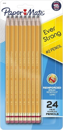 Picture of Paper Mate EverStrong #2 Pencils Reinforced Break-Resistant Lead When Writing 24-Pack