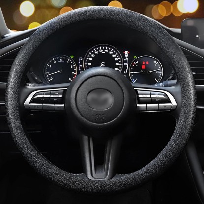 صورة LRITER Car Steering Wheel Cover, Non-Slip Silicone Material, Multiple Color Choices, Universal Auto Parts Steering Wheel Cover, Suitable for Most Cars (Black)