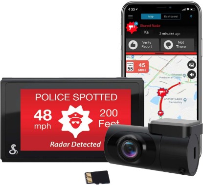 Picture of COBRA Smart Dash Cam + Rear Cam (SC 200D) – QHD+ 1600P Resolution, Built-in Wi-Fi & GPS, Voice Commands, Live Police Alerts, Incident Reports, Emergency Mayday, Drive Smarter App, 16GB SD Card Incl.