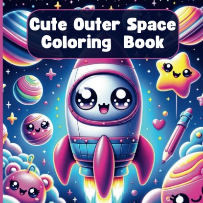 صورة Cute Outer Space Coloring Book: 40 Kawaii Inspired Designs for Children and Adults (Kawaii Inspired Coloring Books)