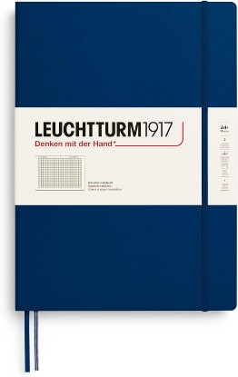 Picture of LEUCHTTURM1917 - Notebook Hardcover Master Slim A4+ - 123 Numbered Pages for Writing and Journaling (Navy, Squared)