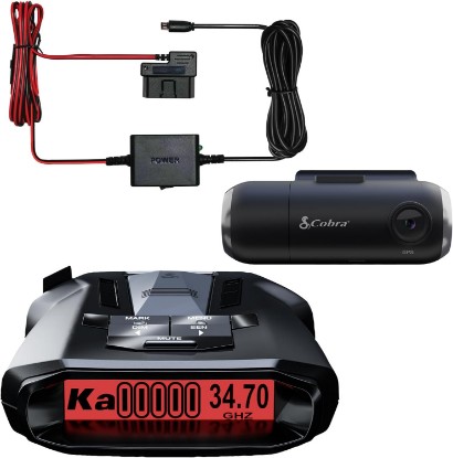 Picture of COBRA RAD 700i Radar Detector & SC 201 Smart Dash Cam Bundle | 2.5A OBD Port to Micro USB DIY Easy Hardwire Kit, Long Range Rapid Radar Detection, Built-in WiFi & GPS