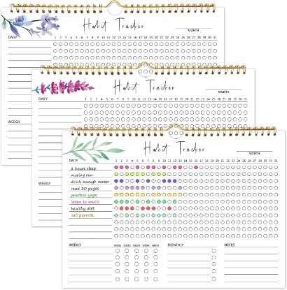 Picture of Habit Tracker Calendar, Aesthetic Daily Weekly Goal and Habit Tracker Journal, 12 Months Undated Habits Tracker Planner with Spiral Binding, Boost Productivity Tool and Workout Calendar, 11.7"x8.5"