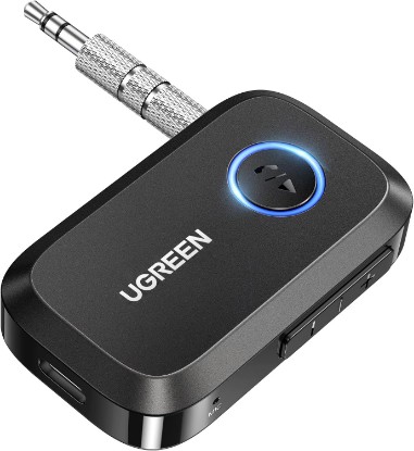Picture of UGREEN Bluetooth 5.4 Car Adapter, Hands-Free Call & Noise Cancelling AUX to Bluetooth Adapter for Car, 3.5mm Audio Blue-Tooth Receiver for Cars Stereo Home Speaker - 15H Battery Life ClimatePartner certified