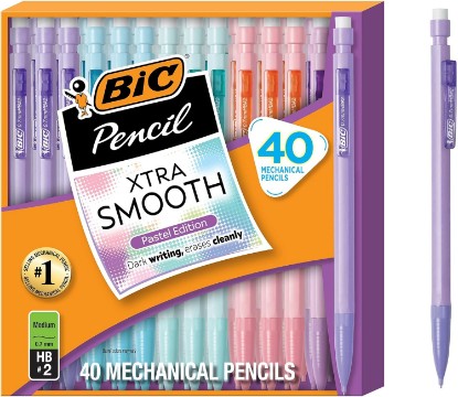 Picture of BIC Xtra-Smooth Mechanical Pencils, 0.7 mm Medium Point, 40-Count | No. 2 Lead Resists Smudging and Erases Cleanly, Smooth Reliable Writing, Pastel Barrels, Bulk Pack for Students and Teachers