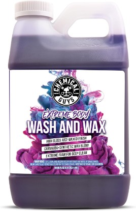 Picture of Chemical Guys Extreme Bodywash & Wax Car Wash Soap, 64 oz | Natural and synthetic wax car soap restores shine and protects, thick foam lifts dirt for a scratch-free wash, grape scent