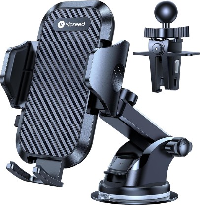 Picture of VICSEED 2026 Ultimate Sturdy Car Phone Holder [Upgraded 95+LBS Strongest Suction] Universal Long Arm Cellphone Mount for Car Dashboard Windshield Vent Truck Boat for iPhone 17 16 Pro Max & Android Global Recycled Standard