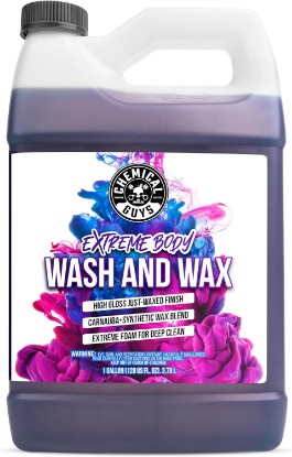 Picture of Chemical Guys Extreme Bodywash & Wax Car Wash Soap, 1 Gallon | Natural and synthetic wax car soap restores shine and protects, thick foam lifts dirt for a scratch-free wash, grape scent