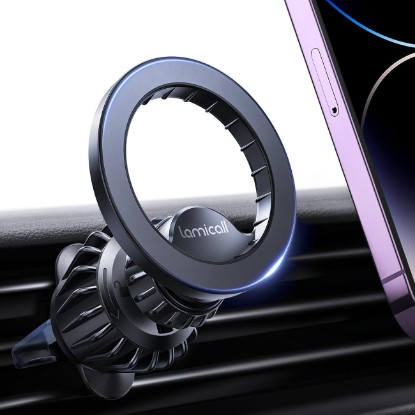 Picture of Lamicall for MagSafe Car Mount Vent 20 Super Magnets Accessories for iPhone | Magnetic Phone Holders for Your Car HandsFree Car Phone Holder Mount Air for Women Men Gift fit iPhone 17 16 15 Pro Max Black Global Recycled Standard