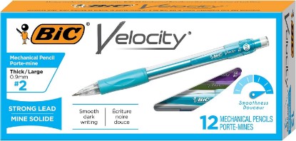 Picture of BIC Velocity Strong Lead Mechanical Pencils, Thick Point, 0.9 mm, 12-Count | Colorful Barrel | Cushioned Comfort Grip | Smudge-Resistant Writing | No. 2 Graphite for Standardized Test Compatibility