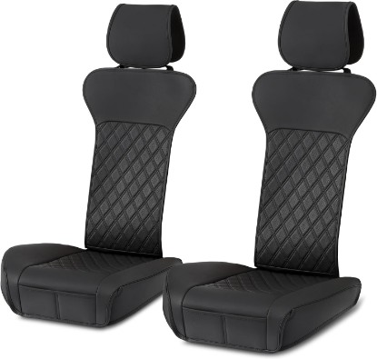 Picture of Amazon Basics Front Car Seat Covers, Breathable Faux Leather, Universal Seat Protectors, 2-Pack