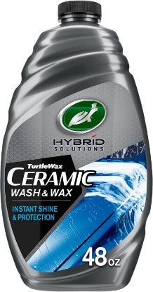 Picture of Turtle Wax Hybrid Solutions Ceramic Car Wash & Wax, 48 oz. (Pack of 1) | Gentle pH Neutral Car Cleaner with Extreme Water Beading Paint Protection, High Gloss Spot-Free, Car Wax Shine, Fruity Scent