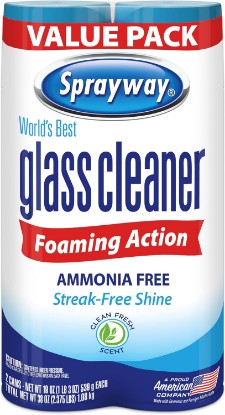 صورة Sprayway Glass Cleaner Foaming Aerosol Spray, 19oz, Pack of 2 | Ammonia-Free, Streakless, Fast-Acting | Cleans & Polishes Glass Surfaces | Fresh Scent, Removes Fingerprints, Dust, Dirt, Smoke Film