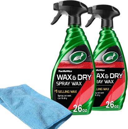 Picture of Turtle Wax Wax & Dry Spray Car Wax, 26 oz. 2-Pack with Microfiber Towel | Spray On Car Wax for High Gloss Shine & Protection, Safe for Paint, Wheels, Glass & More, Easy Versitile Application