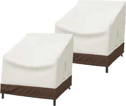 Picture of Amazon Basics Outdoor Chair and Patio Furniture Covers, Waterproof Lounge Deep Seat Covers, UV Resistant, Click-Close Straps, 31" x 38" x 29", Set of 2, Beige/Tan