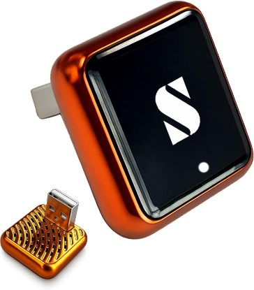 صورة sunweyer Wireless CarPlay Adapter S46 Orange L-Shape Apple Android Auto | 2 in 1 Apple CarPlay Wireless Adapter & Android Auto - Car Play Wireless Adapter for iPhone, Orange L-Shape, Plug & Play