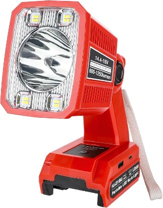 صورة Taingwei 18V LED Flashlight for Milwaukee M18 18v Battery, 18W LED Work Light,LED Battery Light, Flood Light for Camping, Car Repairing, Emergency and Job Site Lighting（Batteries Not Included）