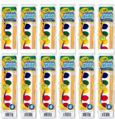 Picture of Crayola Washable Watercolor Paint Sets, Bulk Art Supplies for Teacher 12ct | Watercolor Paint Sets for Kids, Teachers Classroom School Supplies, Preschool & Kindergarten Crafting Activities for Toddlers